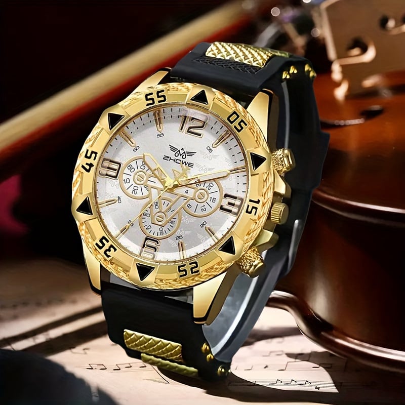 Muški kvarcni sat s remenom od silikona, velik 42 mm cifernik, ležerni modni i poslovni stil