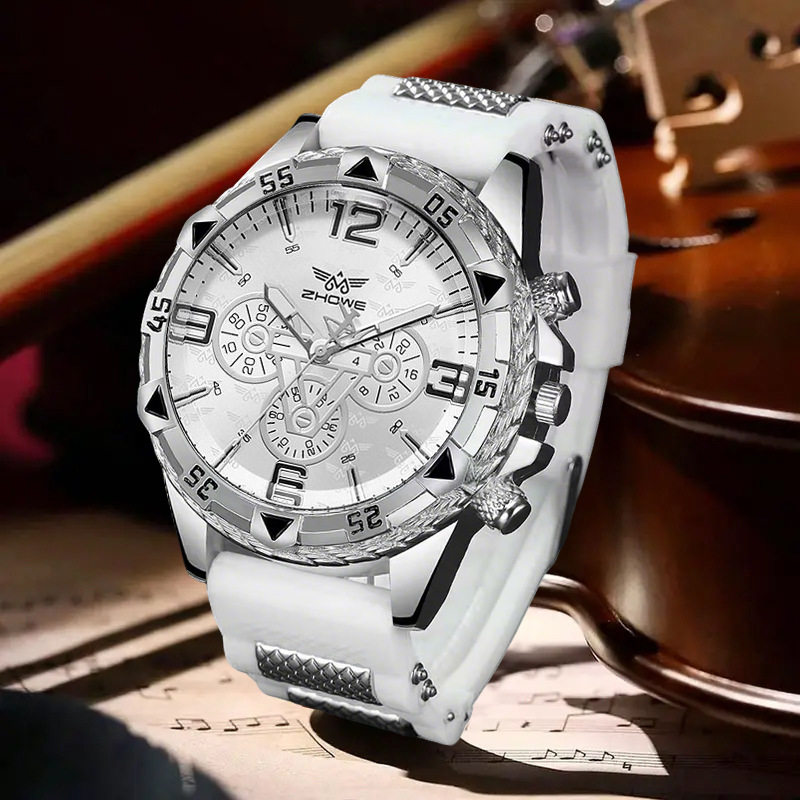 Muški kvarcni sat s remenom od silikona, velik 42 mm cifernik, ležerni modni i poslovni stil