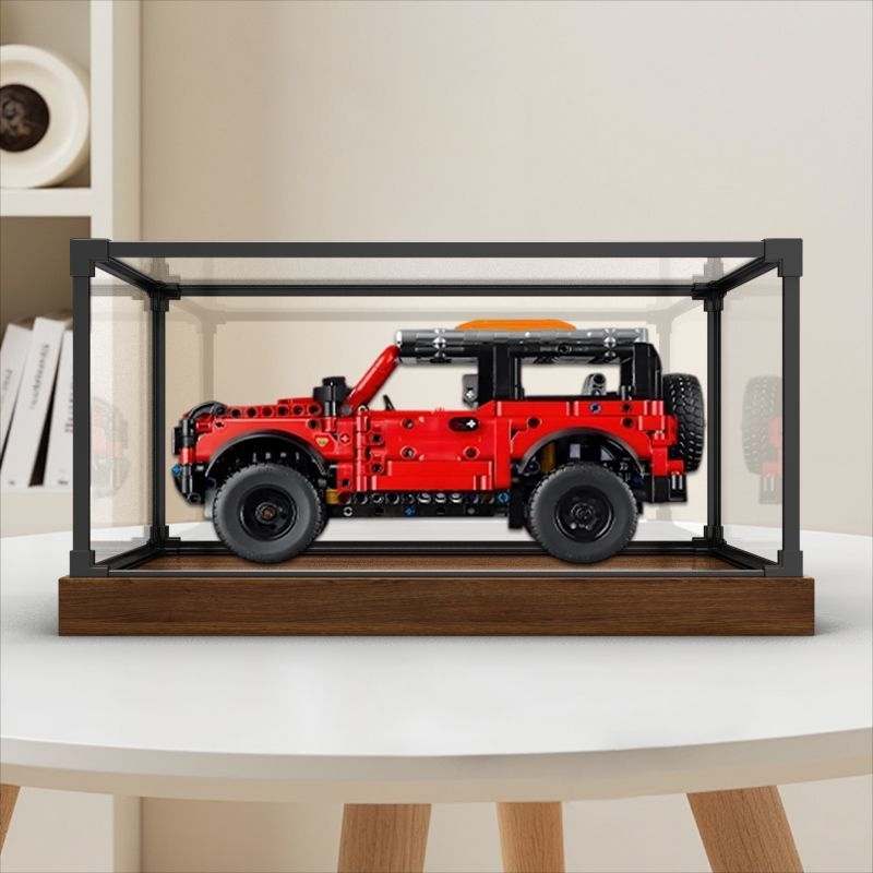 Kutija za pohranu otporna na prašinu s prozirnom akrilno-alu okvirom, kompatibilna s LEGO 42213 Ford Mustang SUV off-road vozilom