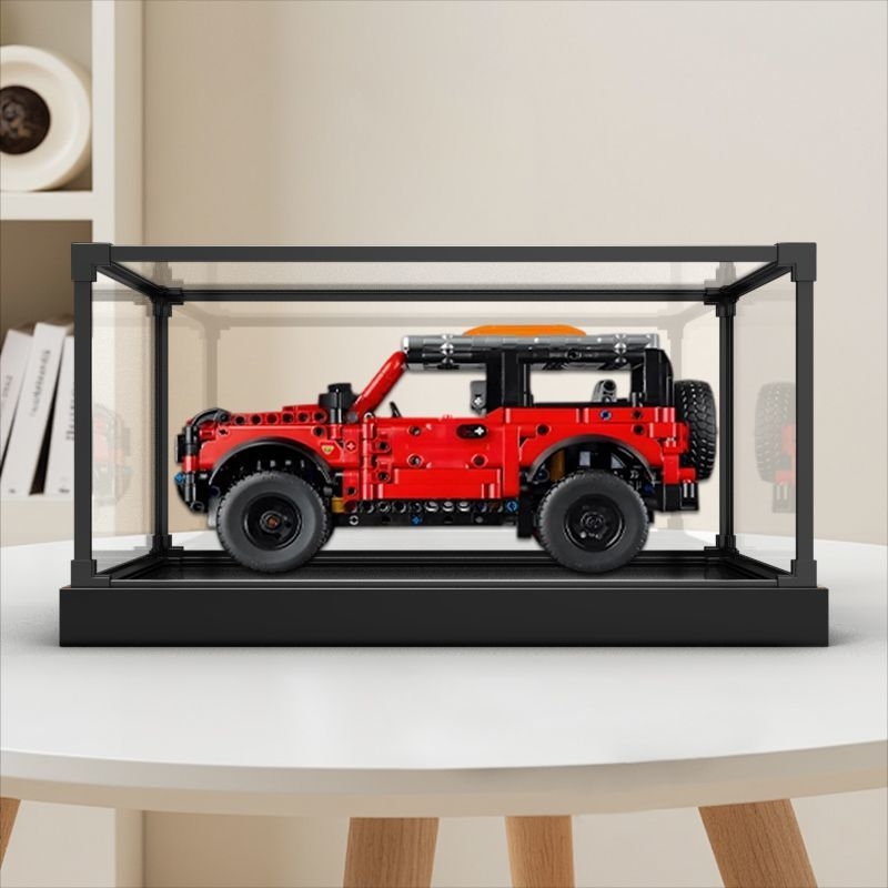 Kutija za pohranu otporna na prašinu s prozirnom akrilno-alu okvirom, kompatibilna s LEGO 42213 Ford Mustang SUV off-road vozilom