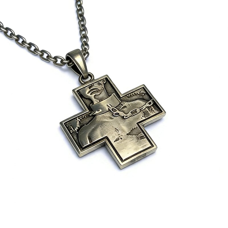 Vintage križni privjesak s geometrijskim dizajnom, unisex