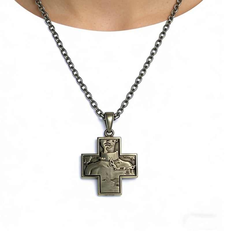 Vintage križni privjesak s geometrijskim dizajnom, unisex