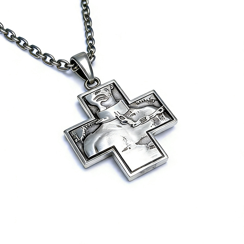 Vintage križni privjesak s geometrijskim dizajnom, unisex