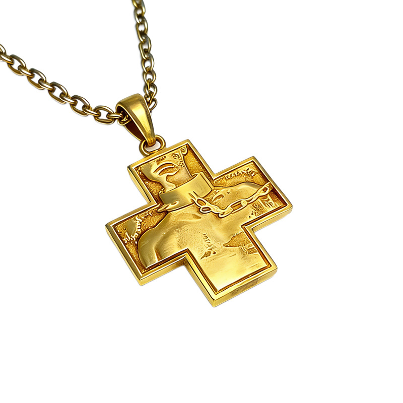 Vintage križni privjesak s geometrijskim dizajnom, unisex
