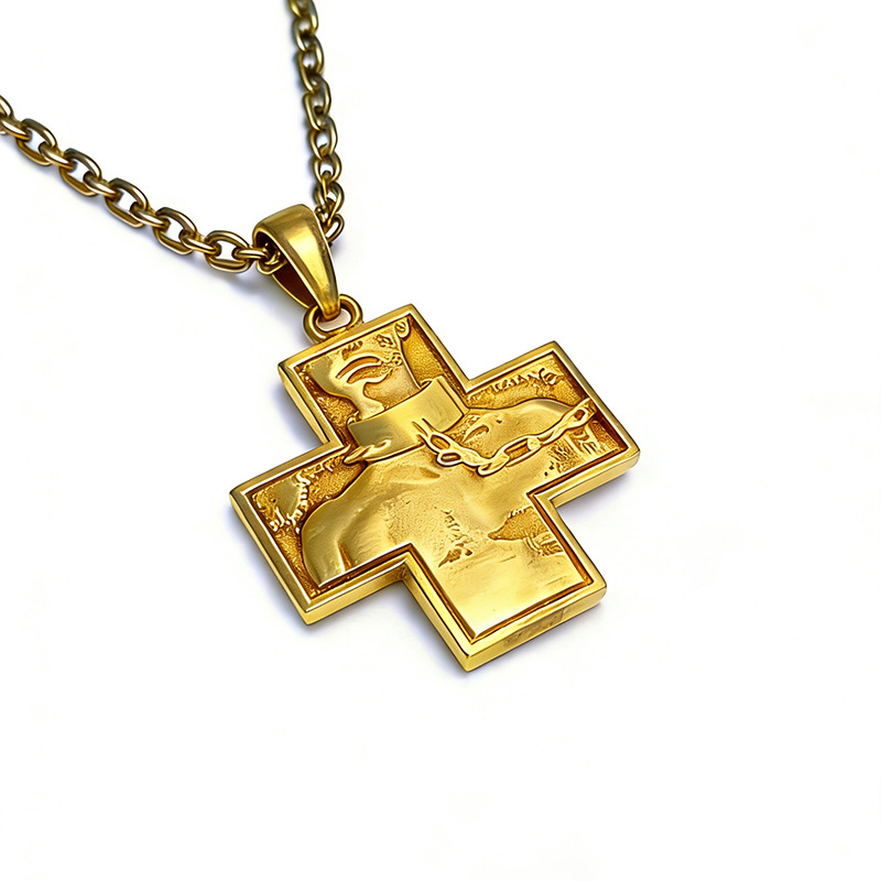 Vintage križni privjesak s geometrijskim dizajnom, unisex