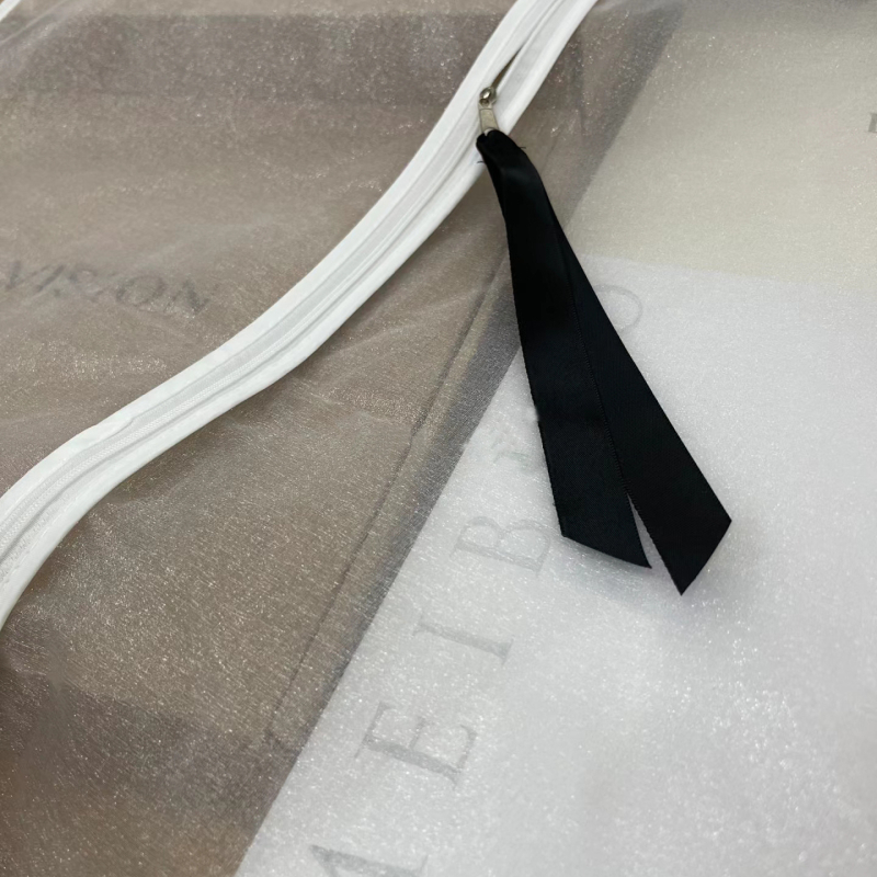 Organza prozračna torba za odjeću, palto od norke u perla bijeloj boji, vrećica za pohranu s visokokvalitetnom vrpcom