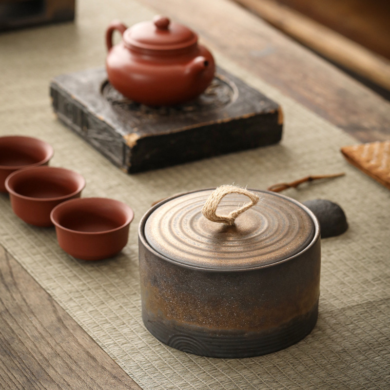 Keramički čajni spremnik sa zatvaračem, spremnik za čuvanje Pu'er čaja, kućna upotreba, japanski retro stil