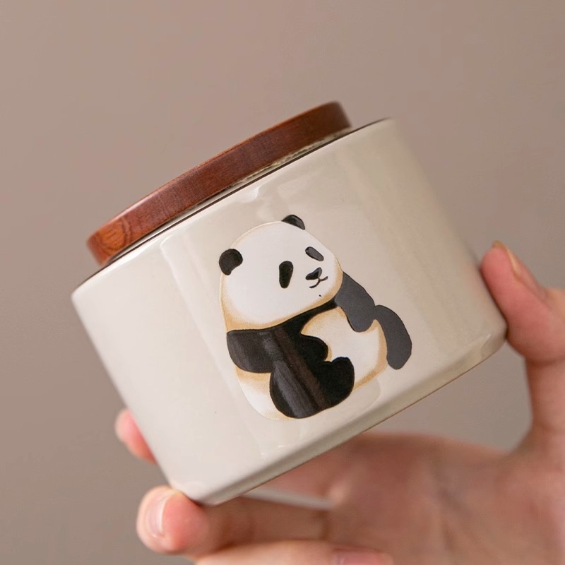 Panda keramička posuda za čaj s otpornim premazom na vlagu, kompaktna i elegantna stolna dekoracija, kreativni stil