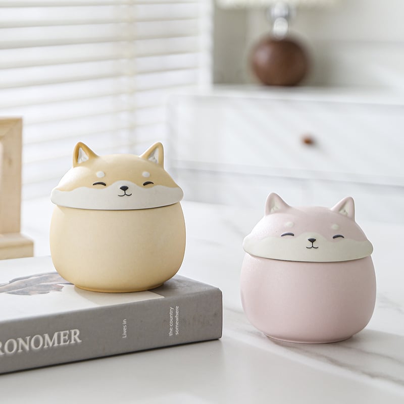 Keramička kutija za čaj sa Shiba Inu – ukrasna figura i posuda za skladištenje s hermetičnim poklopom