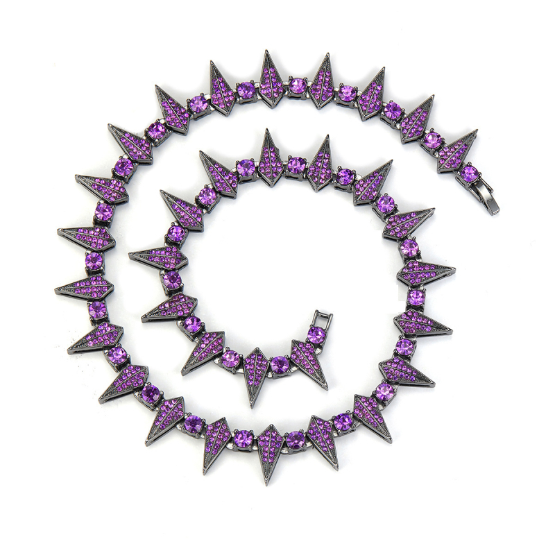 Κολιέ με αλυσίδα τύπου Cuban, εμπνευσμένο από Black Panther, unisex, χιπ-χοπ σχέδιο, φωσφορίζον
