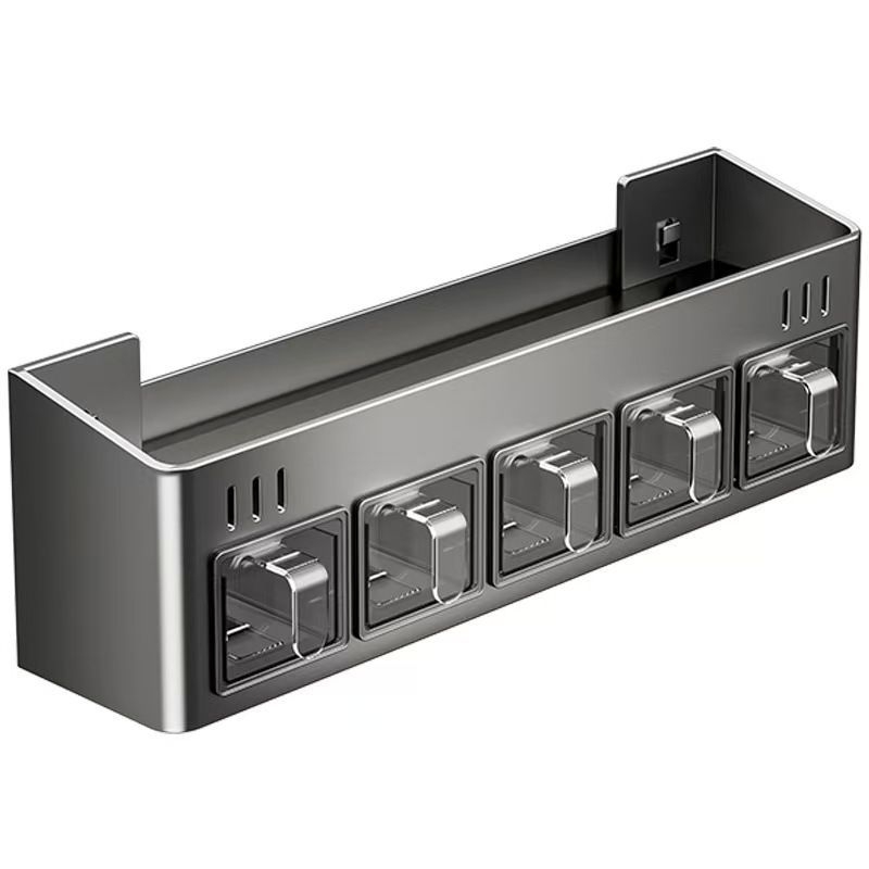Zidni stalak za začine u kuhinji, bez bušenja, moderan minimalistički dizajn, boja gunmetal sive