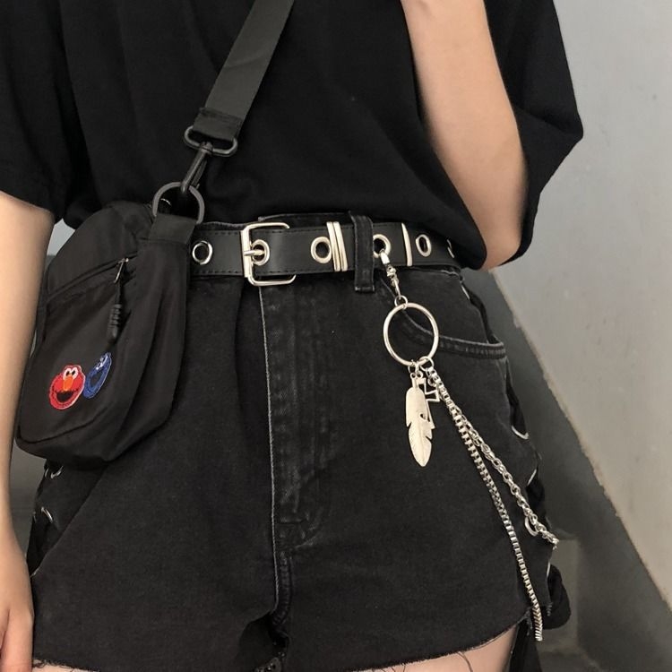Metalni kaiš za struk s križem – za traperice i suknje, punk retro stil, umjetna koža