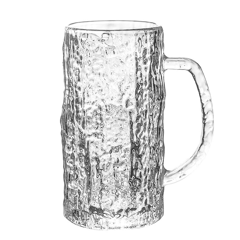 Pivska čaša s držalom, velika kapaciteta 301–400 ml, prozirno staklo, minimalistički dizajn, set