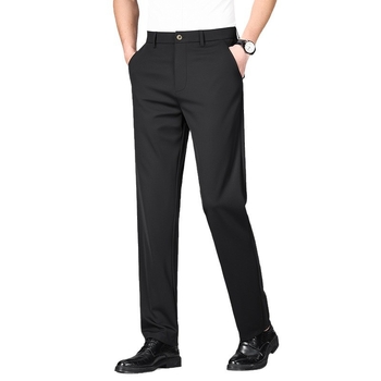 Muške hlače bez glačanja s fleece podstavom, slim fit, elegantne poslovne hlače s elastičnošću