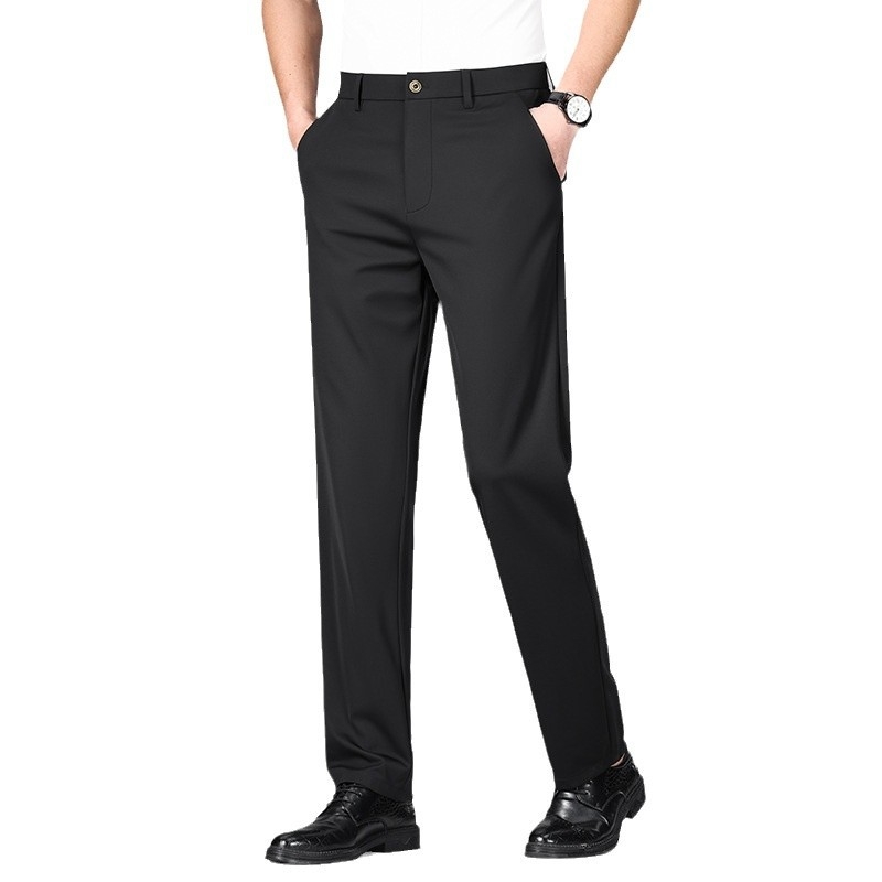 Muške hlače bez glačanja s fleece podstavom, slim fit, elegantne poslovne hlače s elastičnošću