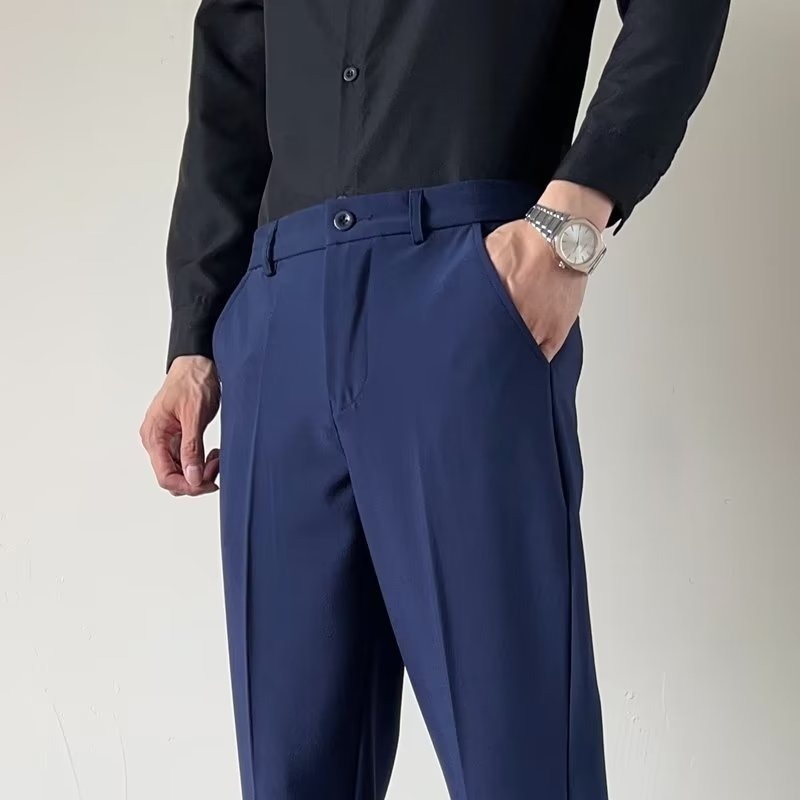 Muške ljetne hlače od Ice Silk, poslovno-ležerni stil, ravni kroj, bez nabora, lagani dojam luksuza