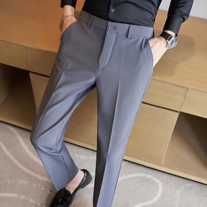 Muške ljetne hlače od Ice Silk, poslovno-ležerni stil, ravni kroj, bez nabora, lagani dojam luksuza
