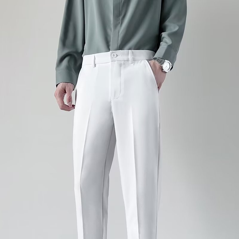 Muške ljetne hlače od Ice Silk, poslovno-ležerni stil, ravni kroj, bez nabora, lagani dojam luksuza