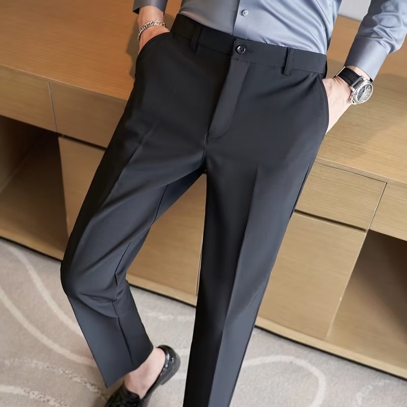 Muške ljetne hlače od Ice Silk, poslovno-ležerni stil, ravni kroj, bez nabora, lagani dojam luksuza