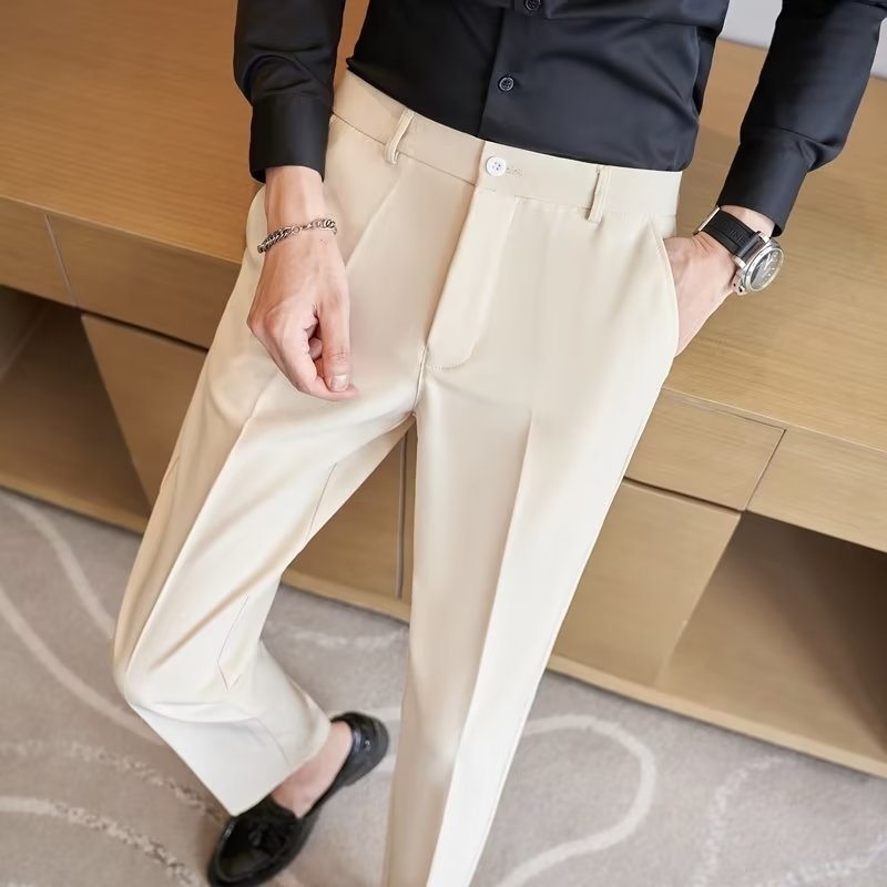 Muške ljetne hlače od Ice Silk, poslovno-ležerni stil, ravni kroj, bez nabora, lagani dojam luksuza