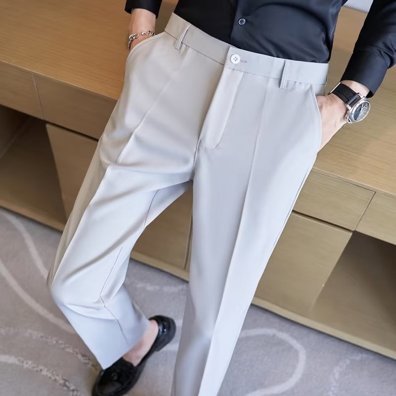 Muške ljetne hlače od Ice Silk, poslovno-ležerni stil, ravni kroj, bez nabora, lagani dojam luksuza