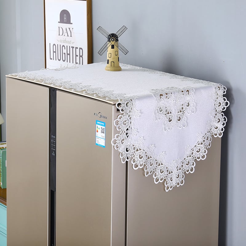 Čipkasta zaštitna navlaka za hladnjak i perilicu rublja, 70 × 185 cm, poliester, čipkasti dizajn, za modele s jednim vratima, bočnim vratima i dvostrukim vratima