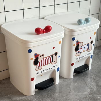 Kanta za otpatke u obliku jazavčara s poklopcem, otvaranje pedalom, 5 L, plastika, slatki crtić dizajn za dom