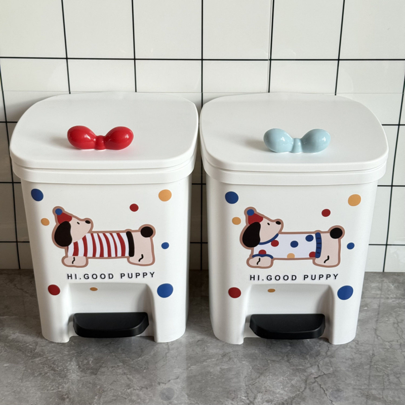 Kanta za otpatke u obliku jazavčara s poklopcem, otvaranje pedalom, 5 L, plastika, slatki crtić dizajn za dom