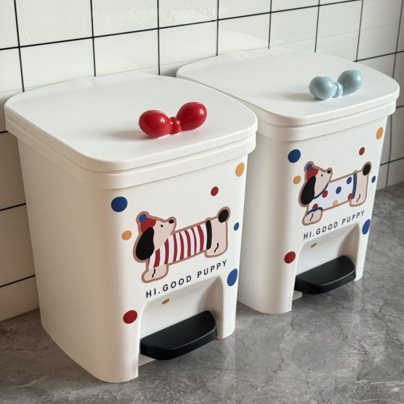 Kanta za otpatke u obliku jazavčara s poklopcem, otvaranje pedalom, 5 L, plastika, slatki crtić dizajn za dom