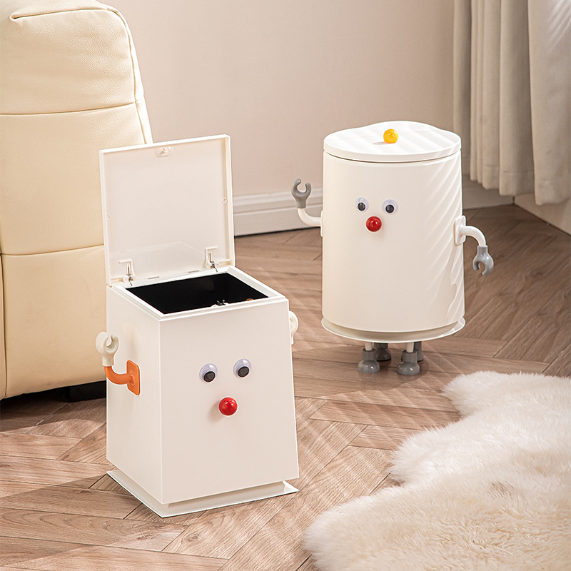 Kanta za otpad s tlačnim poklopcem, 9 L, plastična, kućna upotreba, kompaktno skladištenje u kupaonici, simpatičan DIY dizajn