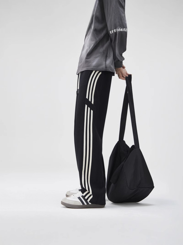 CD Trendy Αντρικά παντελόνια φόρμας με ίσια γραμμή, ριγέ, από βαμβάκο, για τον χειμώνα, καθημερινά