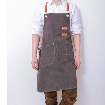 Barista pregača, denim kuhinjski stil, za frizere i manikure, unisex radna odjeća za cvjećarnu s tiskanim logotipom