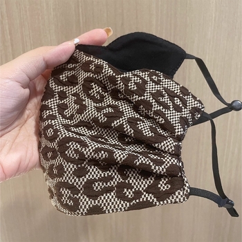 Ženska maska za zaštitu od sunca i vjetra s leopard uzorkom, podstavljena fleeceom od pamuka, UV zaštita