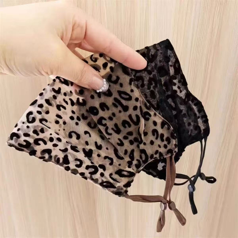 Ženska maska za zaštitu od sunca i vjetra s leopard uzorkom, podstavljena fleeceom od pamuka, UV zaštita