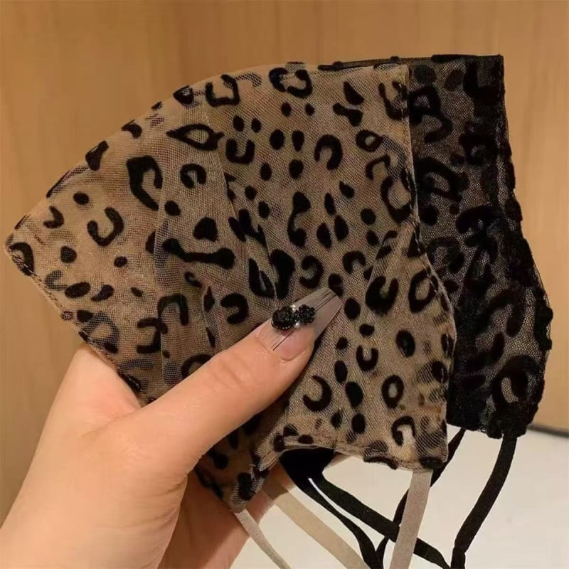 Ženska maska za zaštitu od sunca i vjetra s leopard uzorkom, podstavljena fleeceom od pamuka, UV zaštita