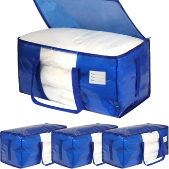 PP tkanina torba za preseljenje velike kapacitete, sklopiva za odjeću i posteljinu, safir plava, dimenzije 74×36×36 cm