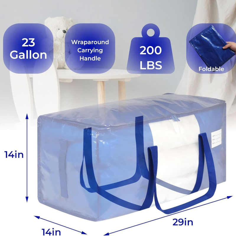 PP tkanina torba za preseljenje velike kapacitete, sklopiva za odjeću i posteljinu, safir plava, dimenzije 74×36×36 cm
