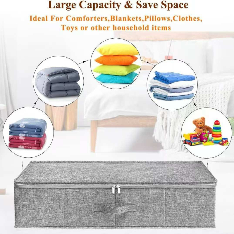 Kutija za cipele ispod kreveta s pretincama, otporna na prašinu, sklopiva, s poklopcem, od tkanine