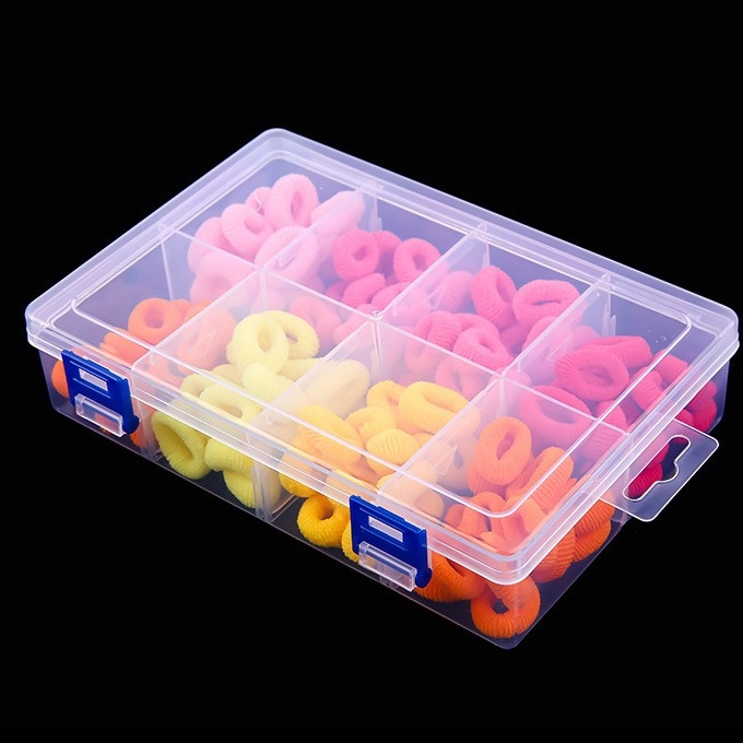 Otklopiva prozirna kutija s 8 pretinaca od PP plastike, za alate, ribolovnu opremu, uredski materijal, manikuru i nakit, s poklopcem