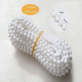 4.5×6 POM Mila perle — set od 10 m bijelih perli i 10 kopči za vertikalne zavjese