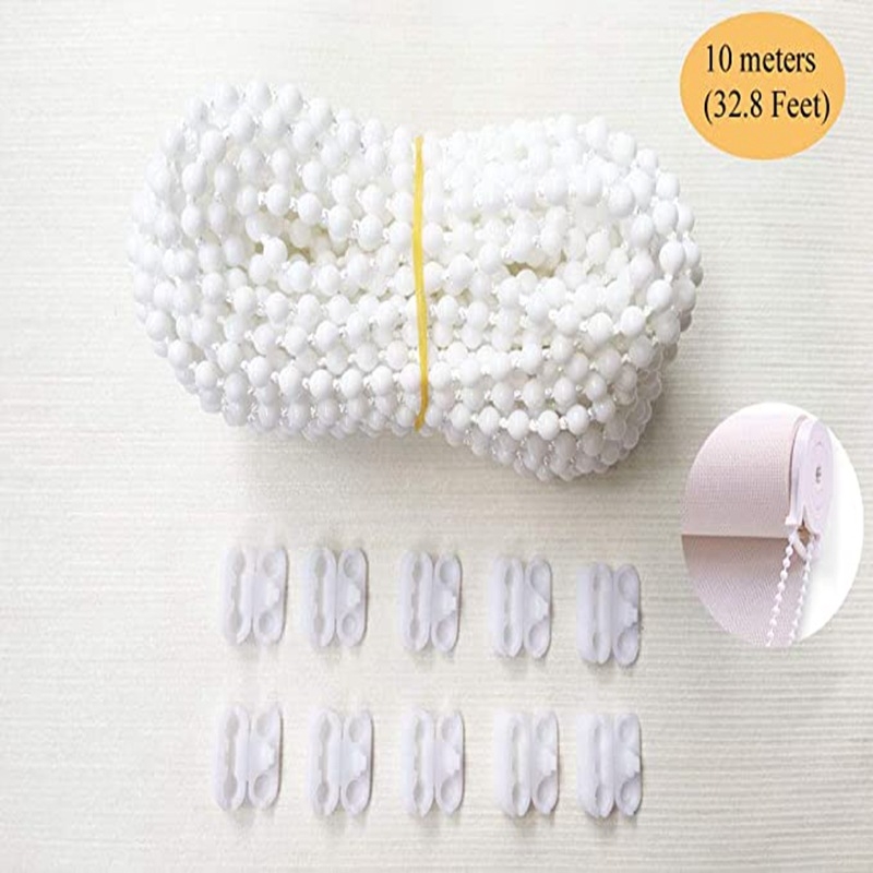 4.5×6 POM Mila perle — set od 10 m bijelih perli i 10 kopči za vertikalne zavjese
