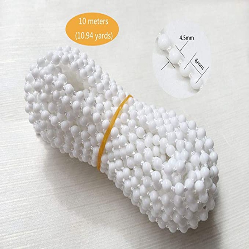 4.5×6 POM Mila perle — set od 10 m bijelih perli i 10 kopči za vertikalne zavjese