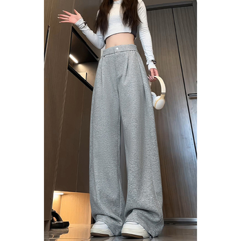 Jesenje hlače u hongkonškom stilu za muškarce, opuštenog kroja s drapiranom siluetom, casual hlače, K24039J, fleece podstava, P50