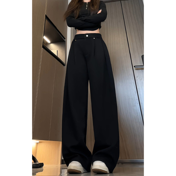 Jesenje hlače u hongkonškom stilu za muškarce, opuštenog kroja s drapiranom siluetom, casual hlače, K24039J, fleece podstava, P50