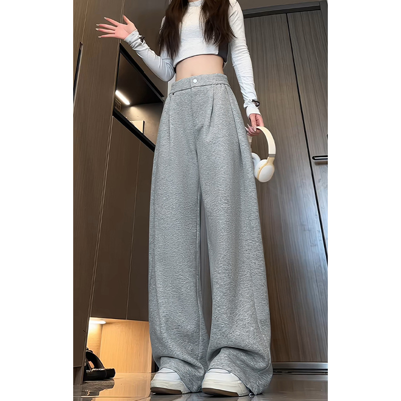 Jesenje hlače u hongkonškom stilu za muškarce, opuštenog kroja s drapiranom siluetom, casual hlače, K24039J, fleece podstava, P50