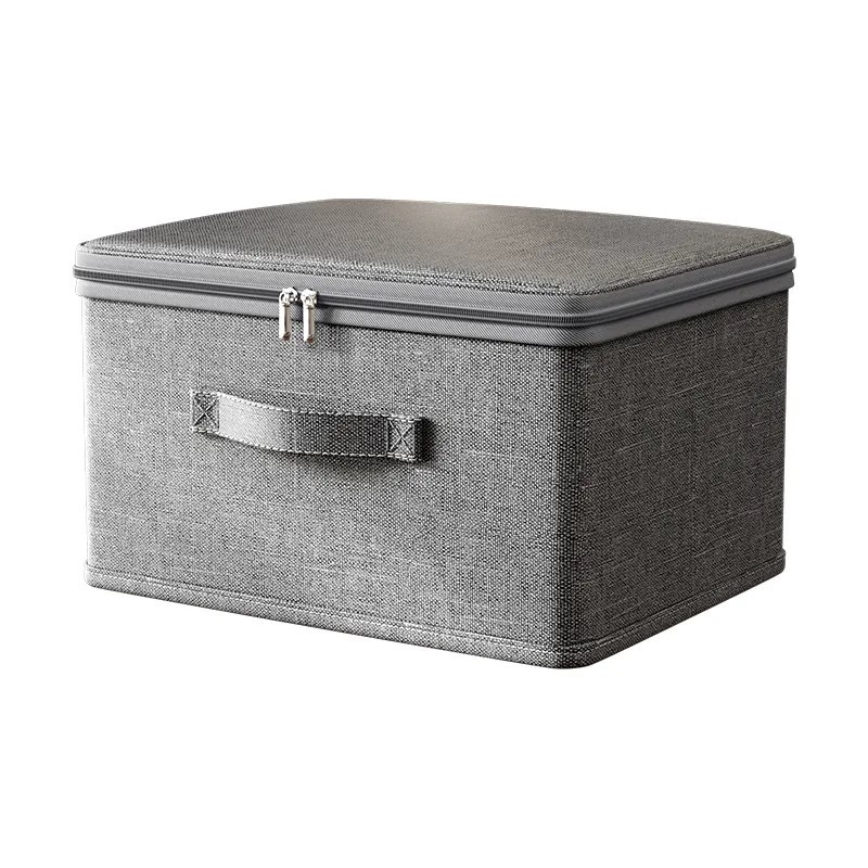 Sklopiva tekstilna kutija za odlaganje odjeće sa ladicom, prašini otporna, prijenosna, dimenzije 49×37×31 cm, kapacitet 40–50 L, poliester, moderni minimalistički stil