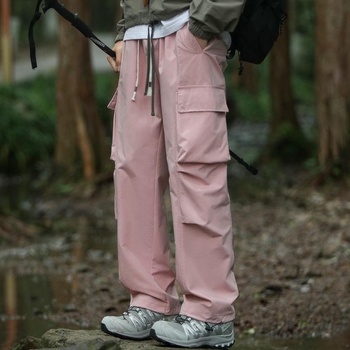 Unisex hlače za rad u stilu padobranca, ravnog kroja, širokih nogavica, s vanjskim vezivanjem, casual hlače za vanjsku upotrebu