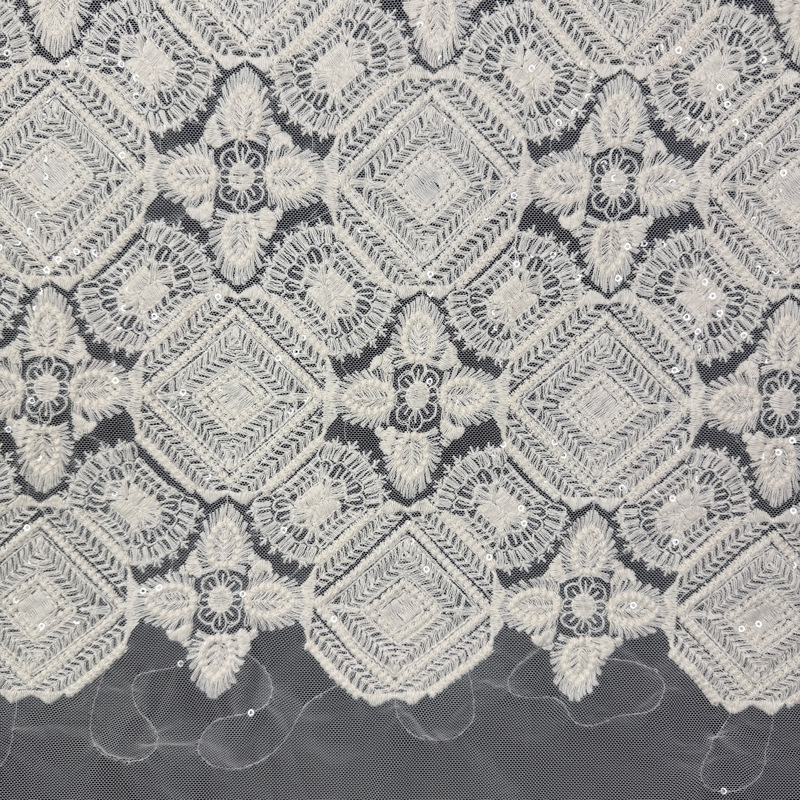 Nova tkanina s pamukom i pailettama, vodootporno šivanje, čipka na kraju; pogodna za svadbene haljine, dječju odjeću, zavjese i stolnjake