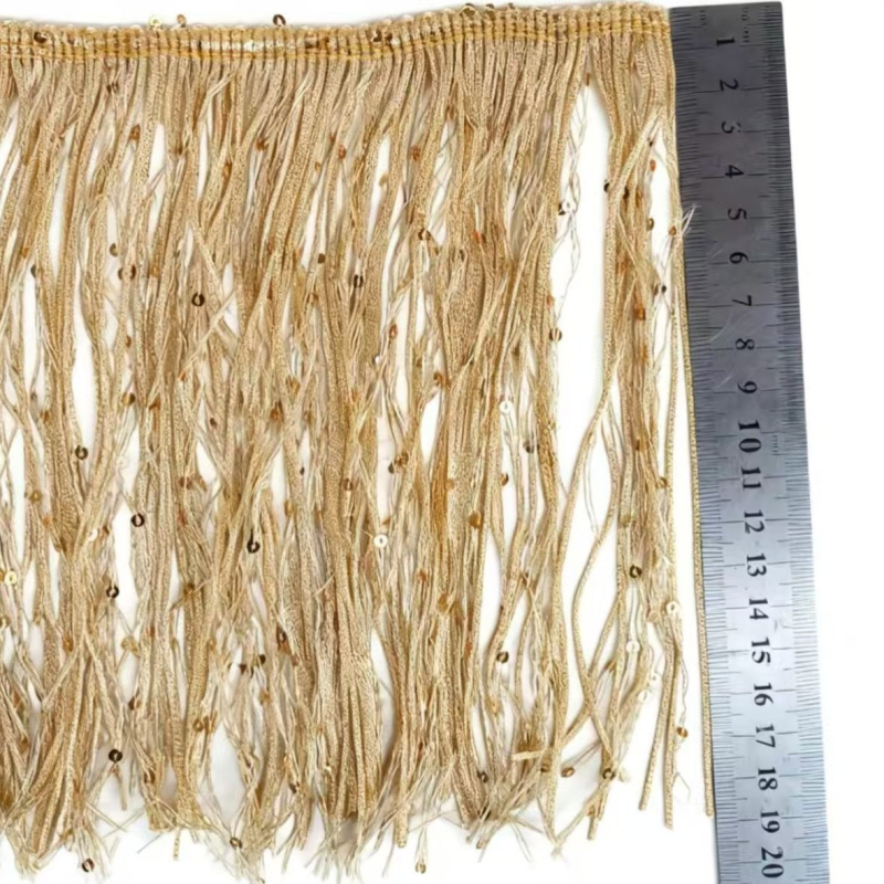 19 cm široka šivana čipka s perlama za DIY latinsku plesnu suknju – ukras za odjeću