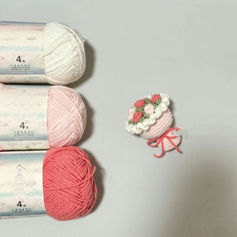 Mini kukičani buket – set materijala za DIY, privjesak buketa, ručna izrada